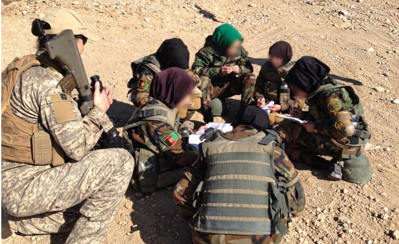 Elaine mentoring women in the Afghanistan National Army